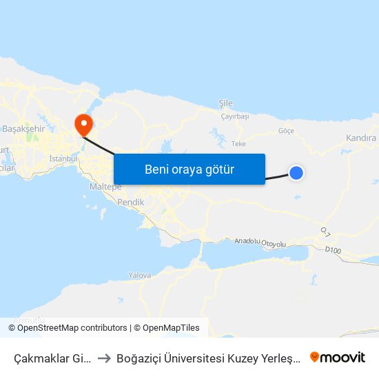 Çakmaklar Giriş to Boğaziçi Üniversitesi Kuzey Yerleşkesi map