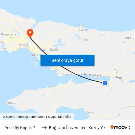 Yeniköy Kapalı Pazar 3 to Boğaziçi Üniversitesi Kuzey Yerleşkesi map