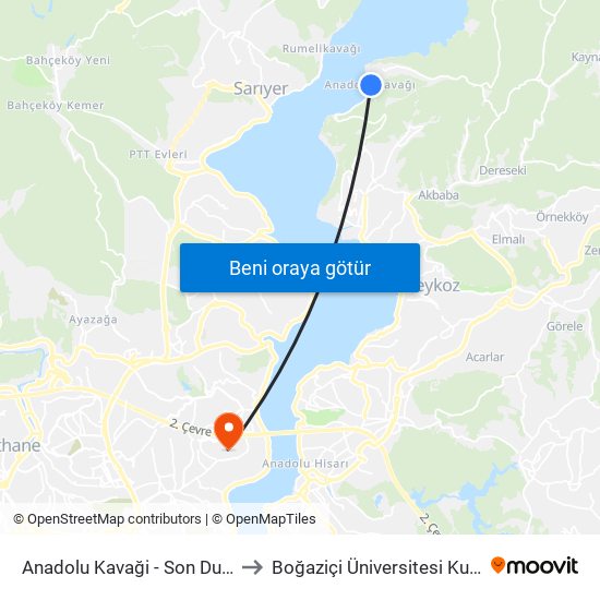 Anadolu Kavaği - Son Durak(15a) Yönü to Boğaziçi Üniversitesi Kuzey Yerleşkesi map