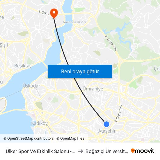 Ülker Spor Ve Etkinlik Salonu - Ülker Spor Etkinlik Salonu Yönü to Boğaziçi Üniversitesi Kuzey Yerleşkesi map