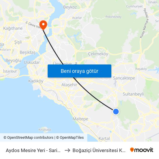 Aydos Mesire Yeri - Sarigazi 132s Yönü to Boğaziçi Üniversitesi Kuzey Yerleşkesi map