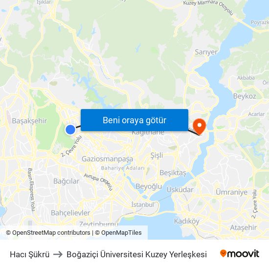 Hacı Şükrü to Boğaziçi Üniversitesi Kuzey Yerleşkesi map