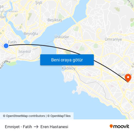 Emniyet - Fatih to Eren Hastanesi map