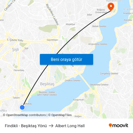 Fındıklı - Beşiktaş Yönü to Albert Long Hall map