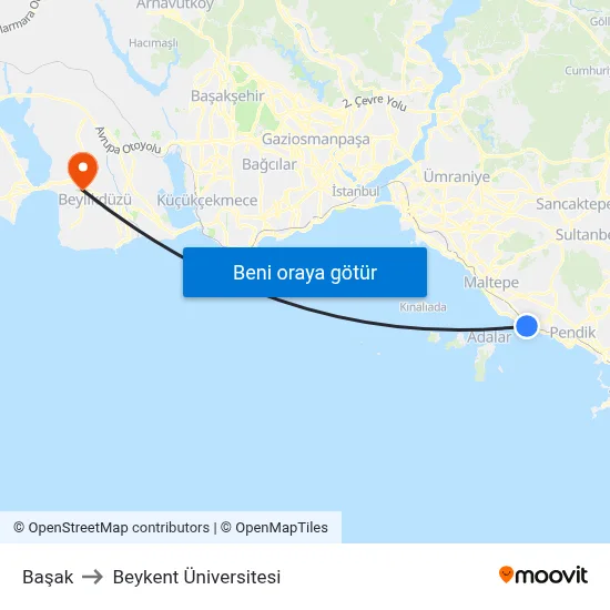 Başak to Beykent Üniversitesi map