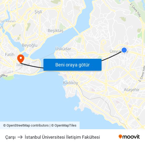 Çarşı to İstanbul Üniversitesi İletişim Fakültesi map