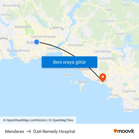 Menderes to Özel Remedy Hospital map