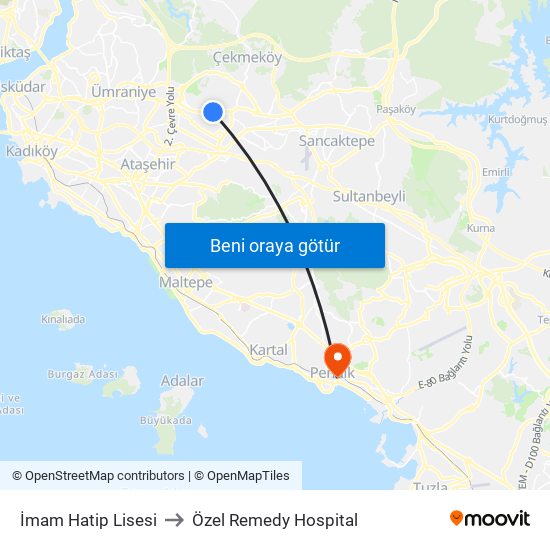 İmam Hatip Lisesi to Özel Remedy Hospital map