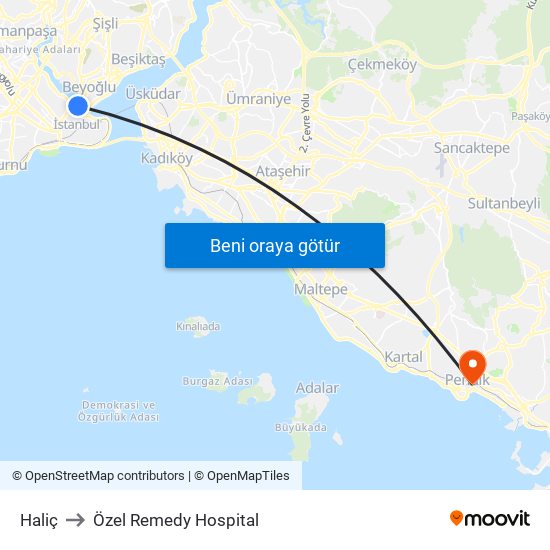 Haliç to Özel Remedy Hospital map