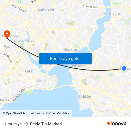 Ümraniye to Belde Tıp Merkezi map