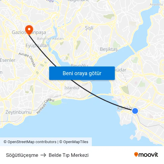 Söğütlüçeşme to Belde Tıp Merkezi map