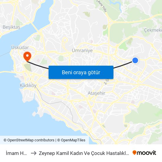 İmam Hatip Lisesi to Zeynep Kamil Kadın Ve Çocuk Hastalıkları Eğitim Ve Araştırma Hastanesi map