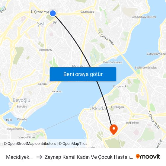 Mecidiyeköy Metrobus to Zeynep Kamil Kadın Ve Çocuk Hastalıkları Eğitim Ve Araştırma Hastanesi map