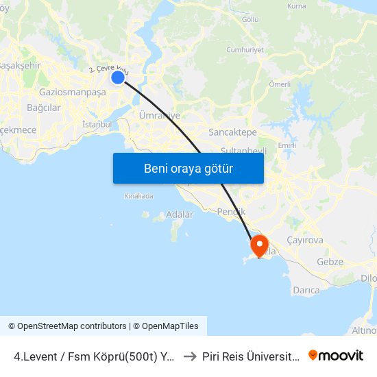 4.Levent / Fsm Köprü(500t) Yönü to Piri Reis Üniversitesi map