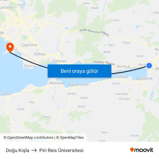 Doğu Kışla to Piri Reis Üniversitesi map