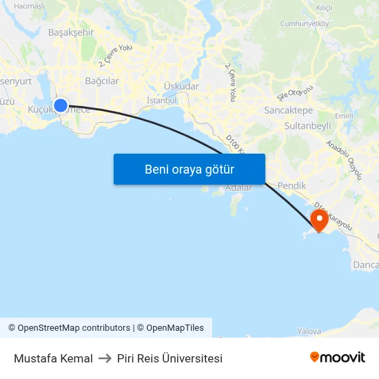 Mustafa Kemal to Piri Reis Üniversitesi map