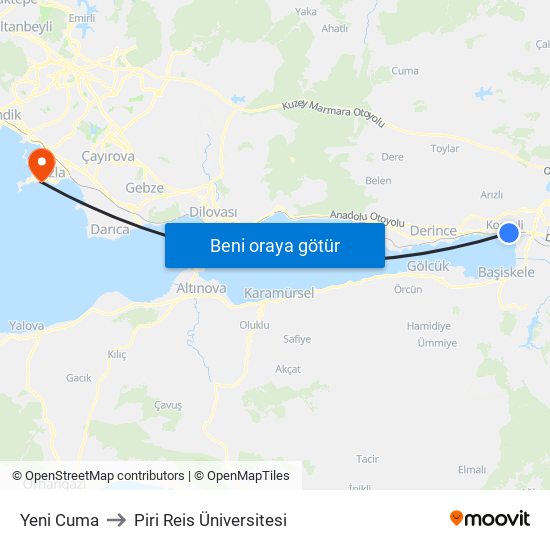 Yeni Cuma to Piri Reis Üniversitesi map