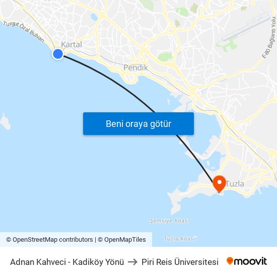 Adnan Kahveci - Kadiköy Yönü to Piri Reis Üniversitesi map