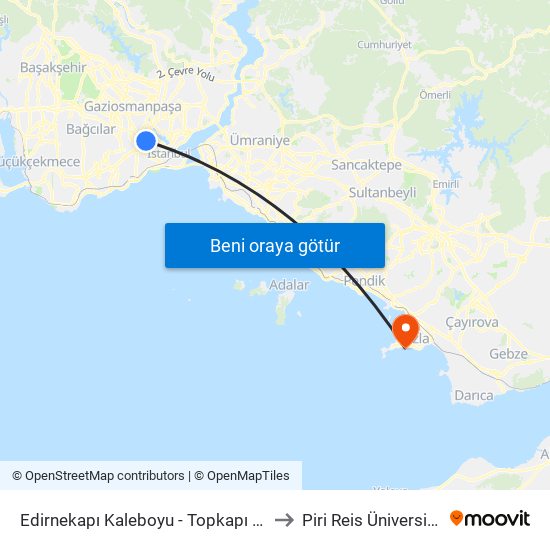 Edirnekapı Kaleboyu - Topkapı Yönü to Piri Reis Üniversitesi map