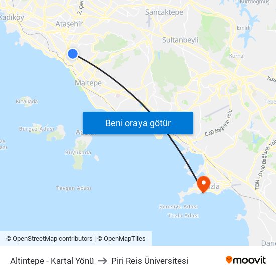 Altintepe  - Kartal Yönü to Piri Reis Üniversitesi map