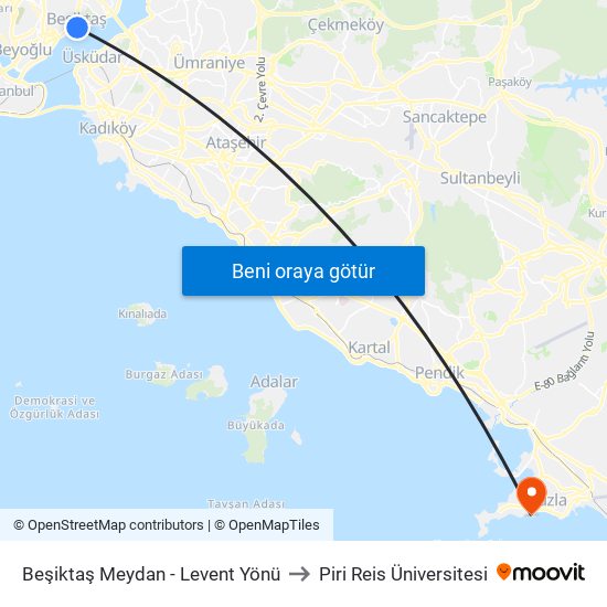 Beşiktaş Meydan - Levent Yönü to Piri Reis Üniversitesi map