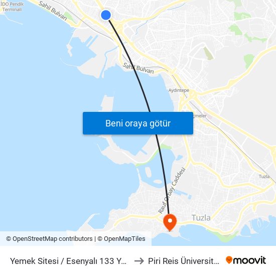 Yemek Sitesi / Esenyalı 133 Yönü to Piri Reis Üniversitesi map