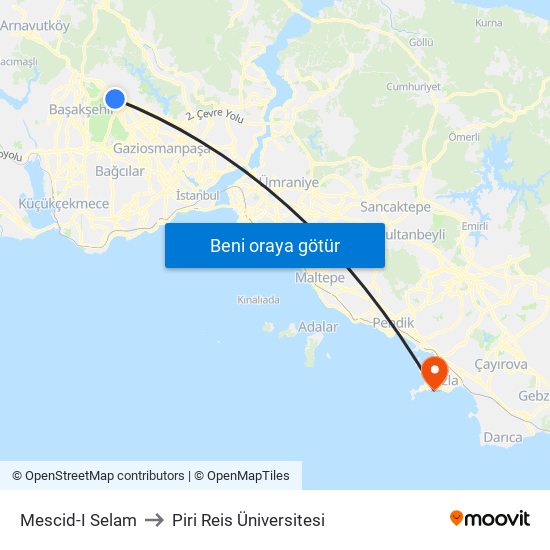 Mescid-I Selam to Piri Reis Üniversitesi map