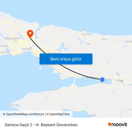 Derince Geçit 2 to Beykent Üniversitesi map