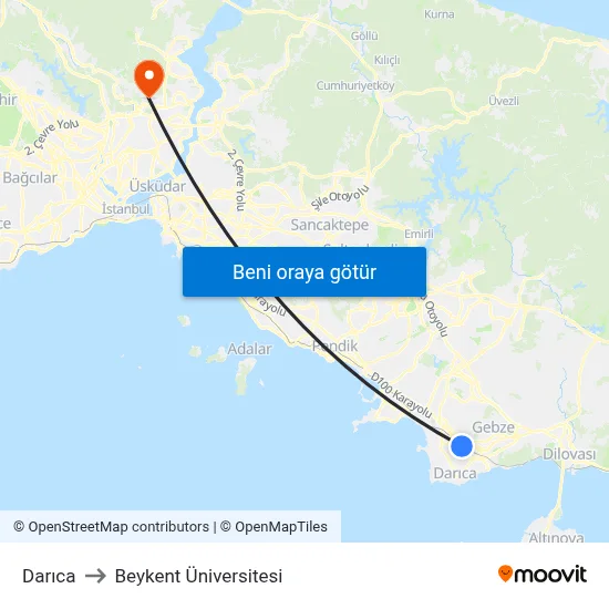 Darıca to Beykent Üniversitesi map