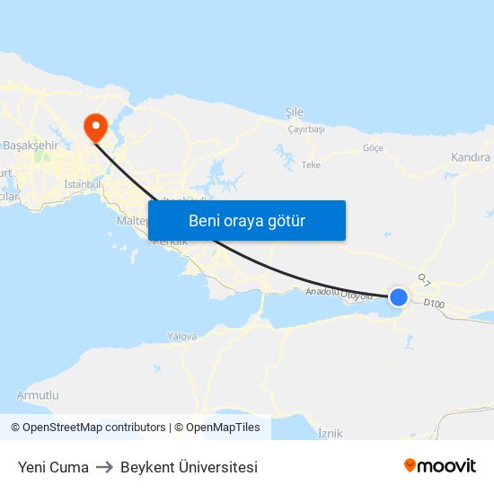 Yeni Cuma to Beykent Üniversitesi map