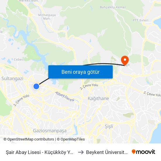 Şair Abay Lisesi - Küçükköy Yönü to Beykent Üniversitesi map