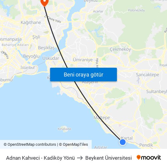 Adnan Kahveci - Kadiköy Yönü to Beykent Üniversitesi map