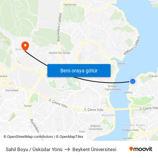 Sahil Boyu / Üsküdar Yönü to Beykent Üniversitesi map