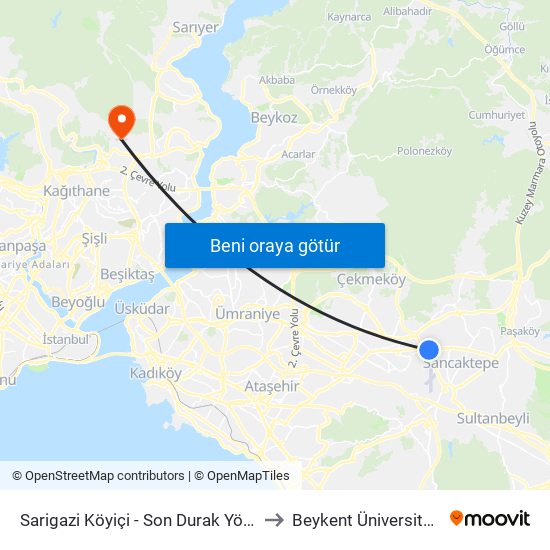 Sarigazi Köyiçi - Son Durak Yönü to Beykent Üniversitesi map