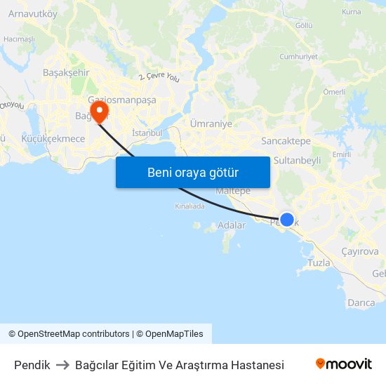 Pendik to Bağcılar Eğitim Ve Araştırma Hastanesi map