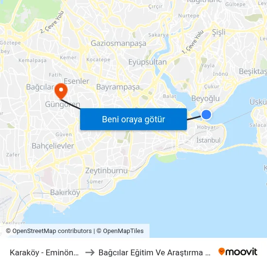 Karaköy - Eminönü Yönü noktasından Bağcılar Eğitim Ve Araştırma ...