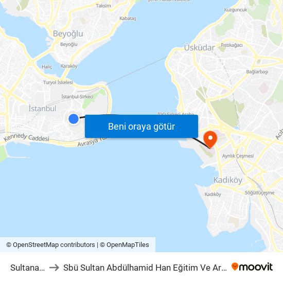 Sultanahmet to Sbü Sultan Abdülhamid Han Eğitim Ve Araştırma Hastanesi map