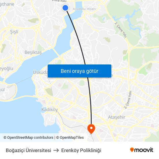 Boğaziçi Üniversitesi to Erenköy Polikliniği map