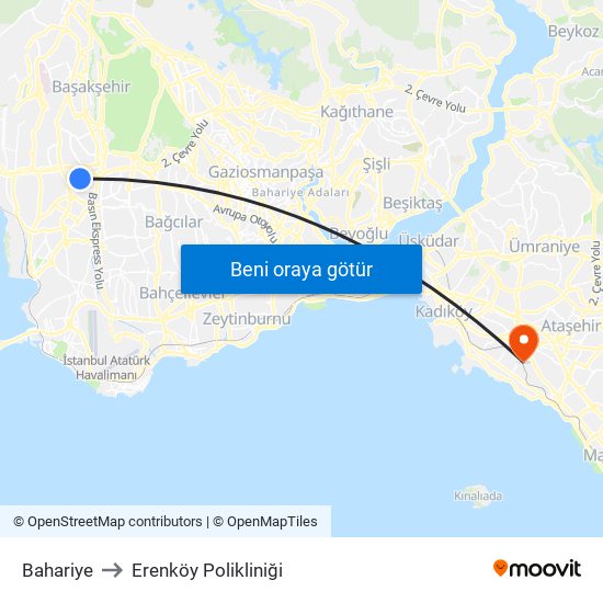 Bahariye to Erenköy Polikliniği map