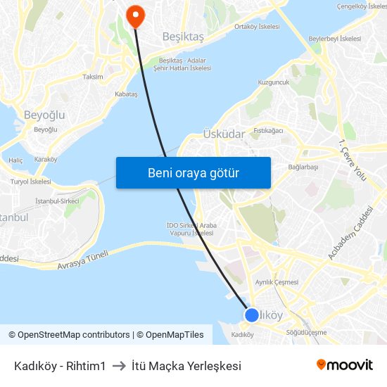 Kadıköy - Rihtim1 to İtü Maçka Yerleşkesi map