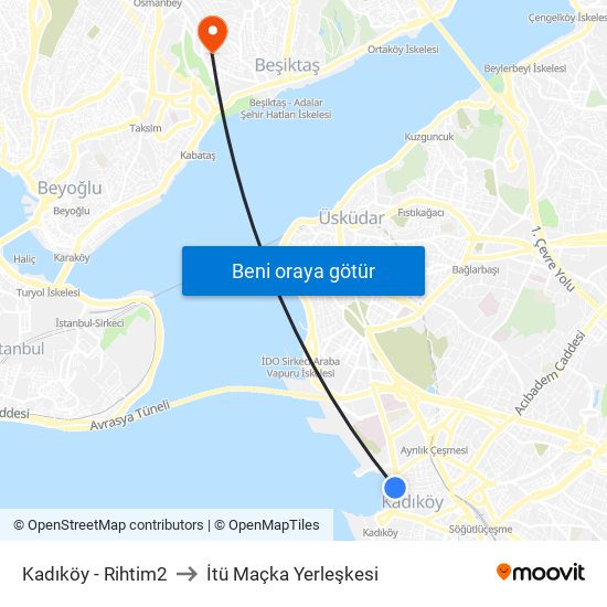 Kadıköy - Rihtim2 to İtü Maçka Yerleşkesi map
