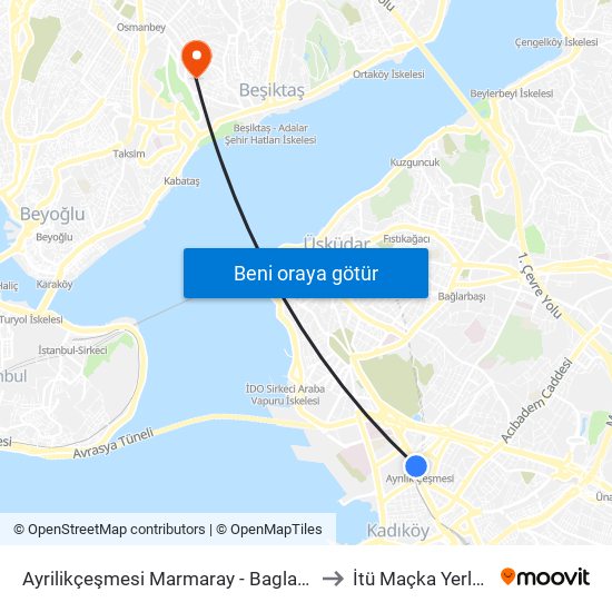 Ayrilikçeşmesi Marmaray - Baglarbasi Yönü to İtü Maçka Yerleşkesi map