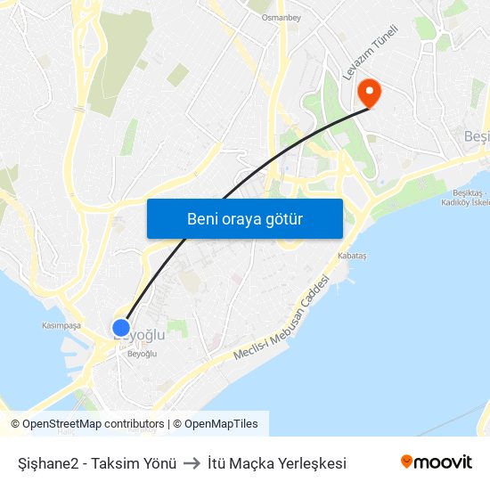 Şişhane2 - Taksim Yönü to İtü Maçka Yerleşkesi map