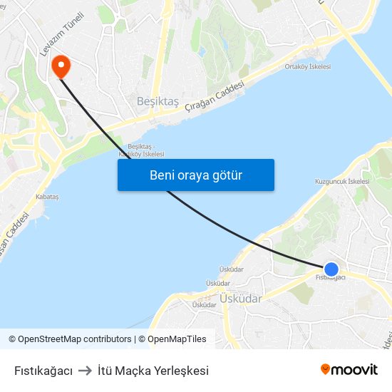 Fıstıkağacı to İtü Maçka Yerleşkesi map