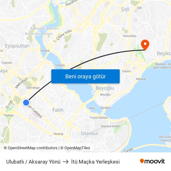 Ulubatlı / Aksaray Yönü to İtü Maçka Yerleşkesi map