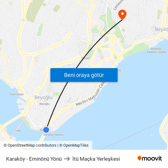 Karaköy - Eminönü Yönü to İtü Maçka Yerleşkesi map