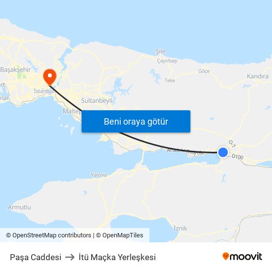 Paşa Caddesi to İtü Maçka Yerleşkesi map