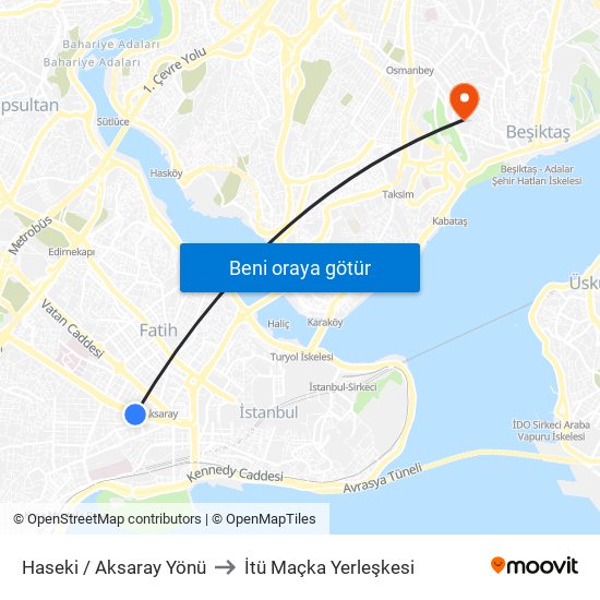 Haseki / Aksaray Yönü to İtü Maçka Yerleşkesi map