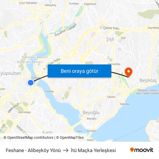 Feshane - Alibeyköy Yönü to İtü Maçka Yerleşkesi map