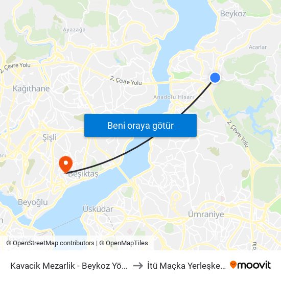 Kavacik Mezarlik - Beykoz Yönü to İtü Maçka Yerleşkesi map